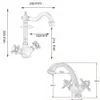 Doppio manico del lavandino da bagno Taps del mixer a ponte montato a bacino caldo e freddo rubinetto a foro singolo mixer oro cucina