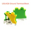 Din Rail Mount Mount Ground Vincer -Block USLKG6 Electric Wire Connectors UK6N Earth Morsettiera Lass Cable 10AWG 6mm2