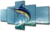 5 Panners Swordfish Contemporary Blue Animal Decs Wild Blue Marlin Pictures toile Affiche d'art mural