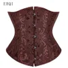 Sous-but du corset taille plus taille steampunk corset sous-bust brun jacquard corset lacet corsets for women vintage rose