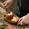 Rectangle Table de plateau de thé en bois Petit-déjeuner Sangle Snack Pain Pain de gâteau Place de rangement assiette pour hôtel Plateau de service