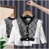 Girl'S Dresses 2023 Spring And Autumn Children Shirts Kids Girls Blouse Sweater Stitching Fake Twopiece Set Baby Cute White 240307 D Dhxeo