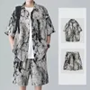 Men's Tracksuits Men Sports Suit Tie Dye Print Outfit Set With Short Sleeve Shirt Wide Leg Shorts Summer For