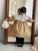 Jackets Kids for Girls Boutique 2024 Autumn Korean Trench Coat Single Basted Color Solid Collo Lace Collar Casual All-Match