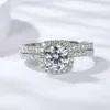 Pierścienie zespołowe Wuiha 925 Sterling Silver Sparlining Moissanite Diamond Wedding Pierścionka na damskie prezent na rocznicę Znakomita biżuteria J240410