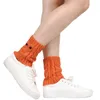 Women Winter Twist Cable Knit Leg Warmers Cute Owl Eyes Buttons Crochet Boot Cuffs Topper Cover Solid Color Ankle Socks