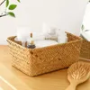 Hand geweven zeegrasopslagmanden Stro -rattan mand Organisator Sundrals Storage Basket Boxes Desktop opbergdoos Container