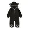 Fisuages mignons vêtements nouveau-nés bébé fille garçon flou hooded hiver hiver chaud bébé manches longues ours oreilles zipper combinaison 0-24m