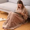 Coperta ponderata invernale con maniche morbide in pile calda morbida indossabile TV coperta con cappuccio per adulti lussuoso abito lunghe con cappuccio con cappuccio coperta