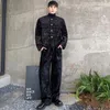 Men's Tracksuits PFNW Chinese Style Men Woolen Two-piece Suit Short Jacket Straight Pants Fashion Thickened Male Sets Printing 2024 9C4003