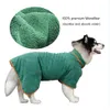 Pet Dog Bathrobe Super Absorbent Dog Bath Handduk med hookloop -fästelement för stora medelstora hundar Katter (grönt/brunt)