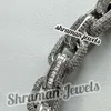 Iced Out VVS Moisanite Diamond Solid Solid Round Baguette Cuban Link Chain 925 Collier cubain glacé Hip Hop Silver Silver Custor