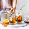 12 datorer Glasdryck sugrör Återanvändbara raka böjda glasstrån med rengöringsborste miljövänliga sugrör för cocktailmjölk 240327