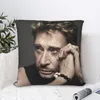 Cover d'oreiller Johnny Hallyday Decor Home French Rock Singer Cusher Throw Oreiller pour le salon Impression double face