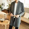 Trench maschile 2024 primavera e autunno Cardigan Cinese Solido Colore retrò Hanfu Capocoliolo Collar a metà lunghezza Slim