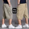 Överdimensionerad fett bomullshorts män last kort avslappnad plusstorlek beskuren byxa sporttaktiska baggy byxor lös 5xl 6xl sommar 240410