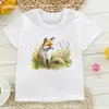 T-shirts Nouveau arrivée 2024 filles T-shirt Fox dans une prairie et un hamster Animal imprimé Kids Tshirt Fashion Harajuku Boys Girls Unisexe Vêtements 240410