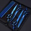 Nieuwe 7 inch professionele JP PET -schaar verzorging Shears voor honden die schaar schaar Scissorthinning Shears 6pcs/set + kammen snijden