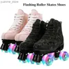 Inline rullskridskor blinkande rullskridskor skor utomhussport dubbel rad skridskor quad 4 hjul skridskobana glidande träning unisex barn vuxen gi y240419 dby3