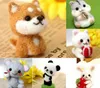 Non-Finished Wool Felt Needle Poked Kitting DIY Cute Animal Dog Panda Rabbit Wool Felting Package Handmade Pets Toy Doll Decor