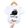 T-shirt Meowntally Stable Kids T-shirts Animal Black Cat Girls Boys Thirts Cute Pet Cat Classic Kids Thirts Cat Childrens Abbigliamento 240410