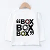 "Box Box Box" F1 Tire composto Design per bambini maglietta a maniche lunghe bambini abiti regalo estivi boy hipster tops per bambini