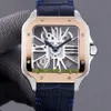 version TW 0008 2020057 Skeleton Dial Swiss 4S20 Automatic Mechanical Rose Gold Bezel Mens Watch 316L Steel Case Leather Spor208e