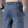 Men's Pants Simplicity Fashion Solid Color Pockets For Men Business Office Casual All-match Elastic Waist Trousers Summer Male Clothes