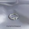 Toppkvalitetsdesignringar för kvinnors tifancy ring platinum dubbel t par ring diamant ring öppningsarrangemang vigselring bleknar inte original 1: 1 med riktig logotyp