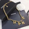 2022 Modieuze 18K Gold vergulde roestvrijstalen kettingen Choker Letter Pendant Statement mode dames ketting bruiloft sieraden313n