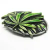 T-Disom Oval Zinc Legato Green Leaf Leaf Design Western Cowboys Fibbia della cintura di jeans per dropshipping da uomo