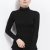 Turtleneck Slim Fit T-shirt Workwear Office Ladies Plain High Neck Long Sleeve Tee Women Autumn Minimalist Tee Maternity Tee