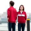 KE Spring autumn fall couples sports running suits team big size uniforms Fiber Polyester blue red sportset men tracksuit woman