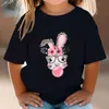 Camisetas 3-14 anos meninos meninas meninas coelhos de coelho mau cartoon bubble açúcar de coelho de moda de moda tshirts harajuku leopard estampar coelho tops tees 240410