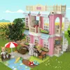 Dollhouse Minyatür Kada Town 1/12 Tiny Playhouse Model Banyo Yatak Odası Mutfak DIY El Yapımı Villa Yüzme Havuzu Kız Oyuncakları için