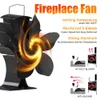 Black Fireplace 5-propeller Heat-powered Wooden Stove Fireplace Fan Household Fireplace Fan Efficient Heat Distribution