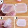 Mini Plastic Storage Box Square Transparent Flip Portable Pill Container Jewelry Holder Earrings Small Packaging Display Case
