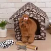Casa de gato de gato dobrável Cama de gato de inverno interno para gato pequeno gato de cachorro