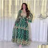 Vêtements ethniques Arabian Dubaï Femmes Robe Gold Broidered Magnifique Jalabiya Middle Eastern Abaya Muslim Robe de soirée Elegant Party Dhque