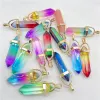 Neues natürliches Edelstein -Stein -Quarz mehrfarbig kristallsexagonales Pendel Reiki Anhänger Charms DIY -Schmuck Making Halsketten 24PCs