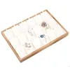 Bamboo PU Jewelry Pendant Tray Necklace Storage Jewelry Organizer Tray Holder Showcase For Drawer 18Grids240327