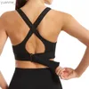 Yoga -Outfits Frauen Sport Bras Strumpfhose Crop Top Yoga Weste Front Reißverschluss Plus Größe Verstellbares Riemen Schockdes Fitness Fitness Athletic Brassiere Y240410