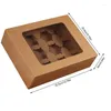 Gift Wrap 10pcs White Paper Cupcake Boxes 12 Cavity Bakery Kraft Pastry With Clear Window For Cupcakes