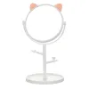 Miroir de maquillage de l'oreille de chat mignon avec porte-bijoux 360 ﾰ Table de rotation Base de comptoir Utilisation pour les miroirs cosmétiques de bureau de salle de bain "Miroir du porte-bijoux pour salle de bain"