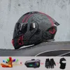 2024 Nova motocicleta Profissional Racing Virar capacete Absor ABS Material modular Lente dupla Capacetes Bluetooth Certificação DOT