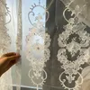 Europese luxe witte geborduurde parels pure gordijnraam tule afgewerkt voile gordijnen voor woonkamer slaapkamer aangepaste cortina