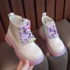 Buty buty dla dzieci dla dziewcząt zimowe ciepłe buty dla dzieci futrzowe buty Chelsea kostki dziewczyny maluch platforma botki różowe fioletowe czarne