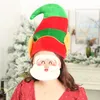 Рождественская шляпа эльфа Красная и зеленая полосатая вечеринка не тряженная золотая бархатная шляпа Санта с ушами.