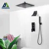 Rozin Matte Black Dochou Dochou Cucine Kit nascosto Display digitale rubinetti da bagno Monte a cascata Mixer Doccia per doccia Mixer