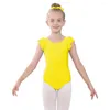 Scene Wear Kids Spandex Ballet Leotards Dance Costume Bodysuit Girl Gymnastics Dancewear Flying Sleeve Outfit For Toddler Kirted Top